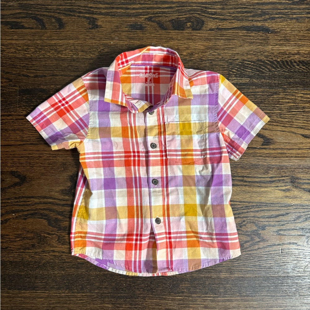 Cat & Jack Multicolor Plaid Button Down Shirt
